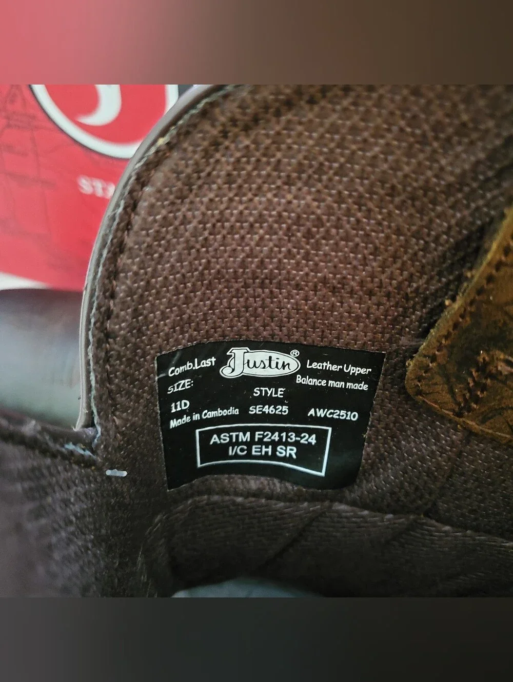 Justin Joist Aged Brown Water Buffalo Men's Size 11D NIB